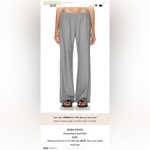 Enza Costa Gray Wide Leg Pants